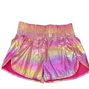 Simply Southern High Waisted Shorts Hot Pink Rainbow Large Pineapple NEW 90s